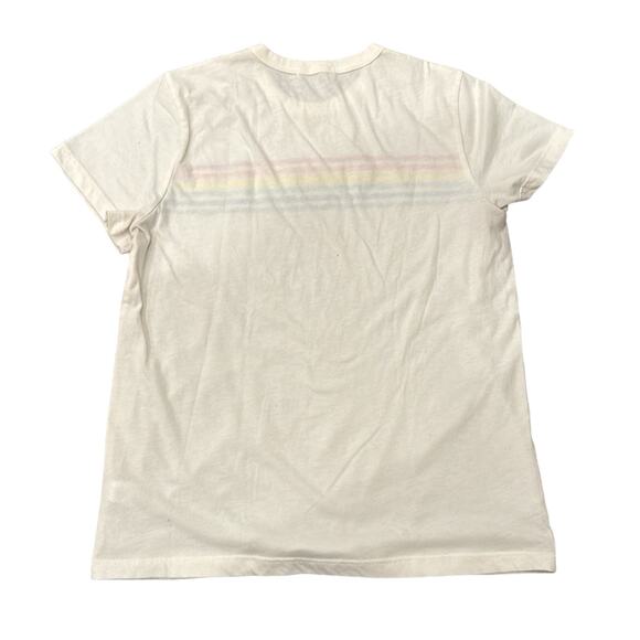 Marine Layer Women's Crewneck T Shirt Rainbow Cream Size M - Picture 2 of 9